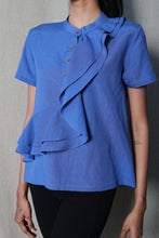 Load image into Gallery viewer, Ruffled blue top T