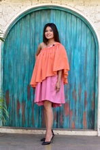 Load image into Gallery viewer, Orange and Pink one shoulder dress
